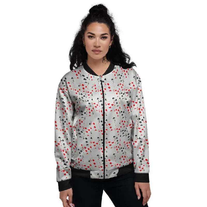 Casino Card Cartoon Print Pattern Women's Bomber Jacket