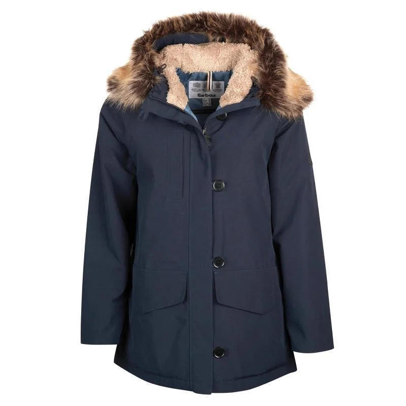 Barbour Warkworth Ladies Waterproof Jacket - Navy/Dark Chambray Sleek Leather Jacket