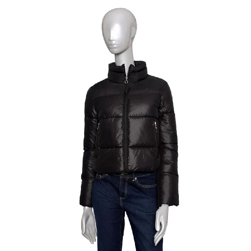 Black Polyester Women Jacket Elasticated Jacket Padded Jacket Insulated Jacket