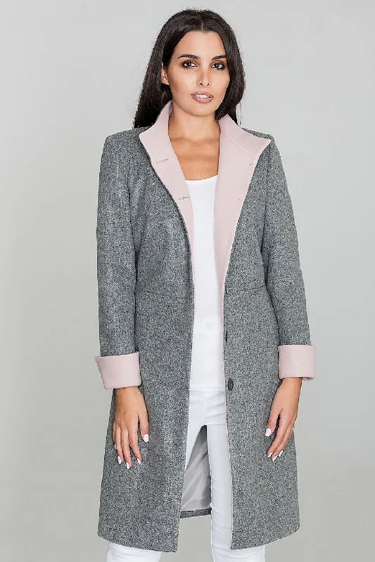 Fitted Coat On A Pink Lining With Elegant Figl