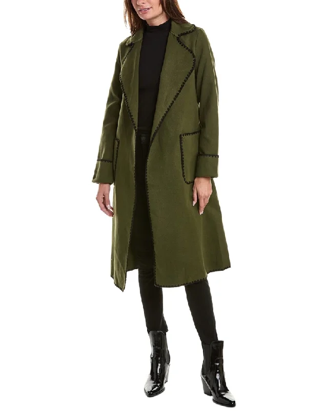 Femme Society Trench Coat Front Pockets Side Pockets Patch Pockets