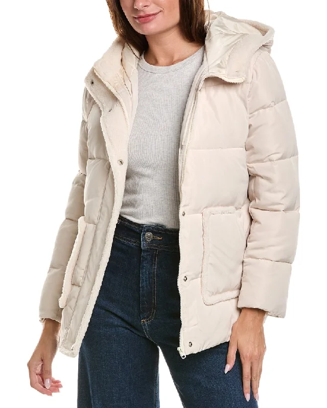 Pascale La Mode Quilted Puffer Coat Zippered Front Buttoned Front Snap Front