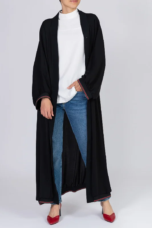 PETITE Plain Black Open Abaya