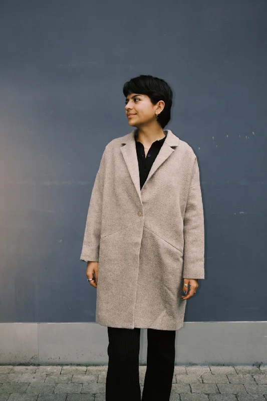 wool coat - gentoo - stone grey