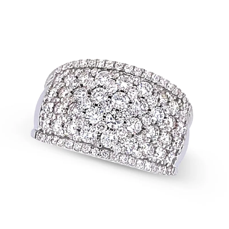 Jewelry Clearance Sale – Final Reductions Six Row Round Diamond Wide Ring