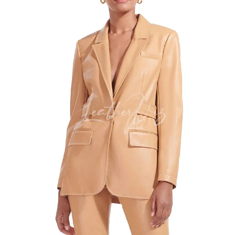 CORPORATE STYLE TAILOR MADE WOMEN LEATHER BLAZER