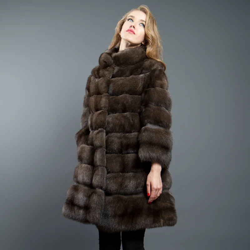 Russian Sable Fur coat with Python leather