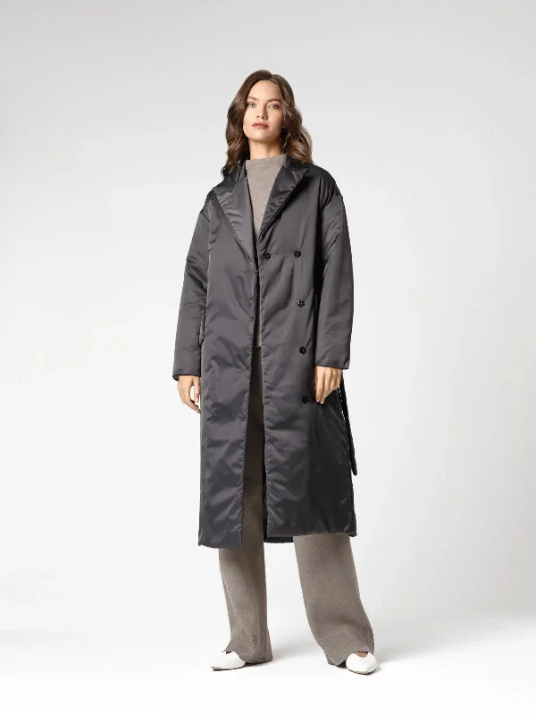 Padded coat with detachable belt