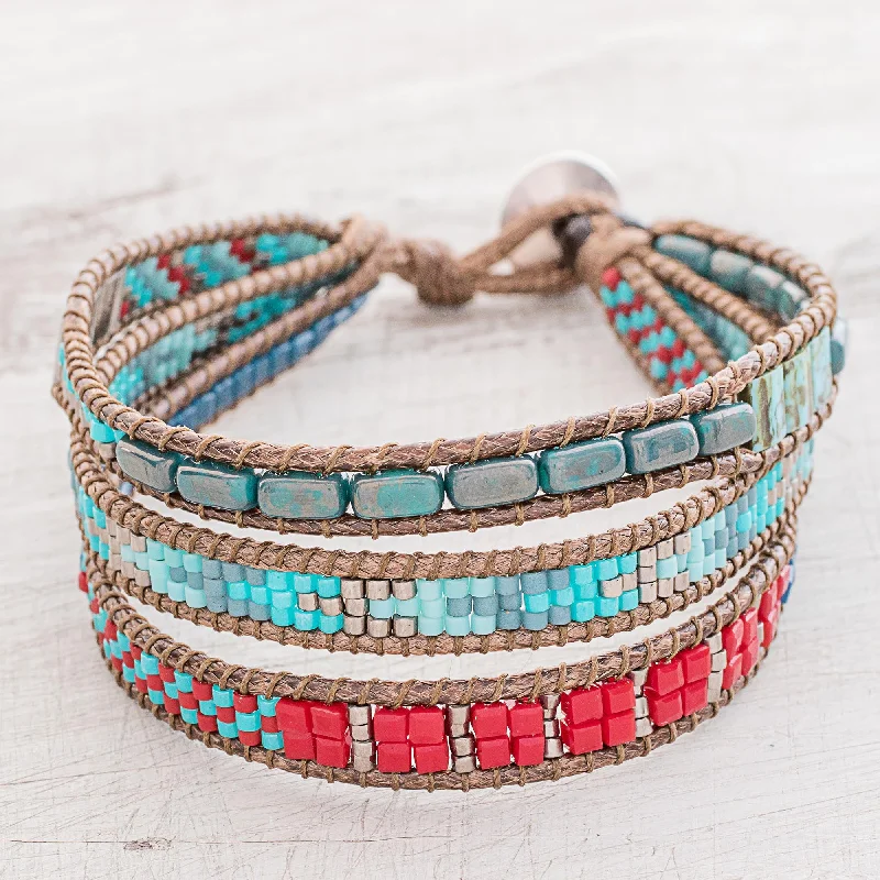 Luxury Meets Affordability – Jewelry Sale Now Live Atitlan Path Glass Beaded Wristband Bracelet Handcrafted in Guatemala