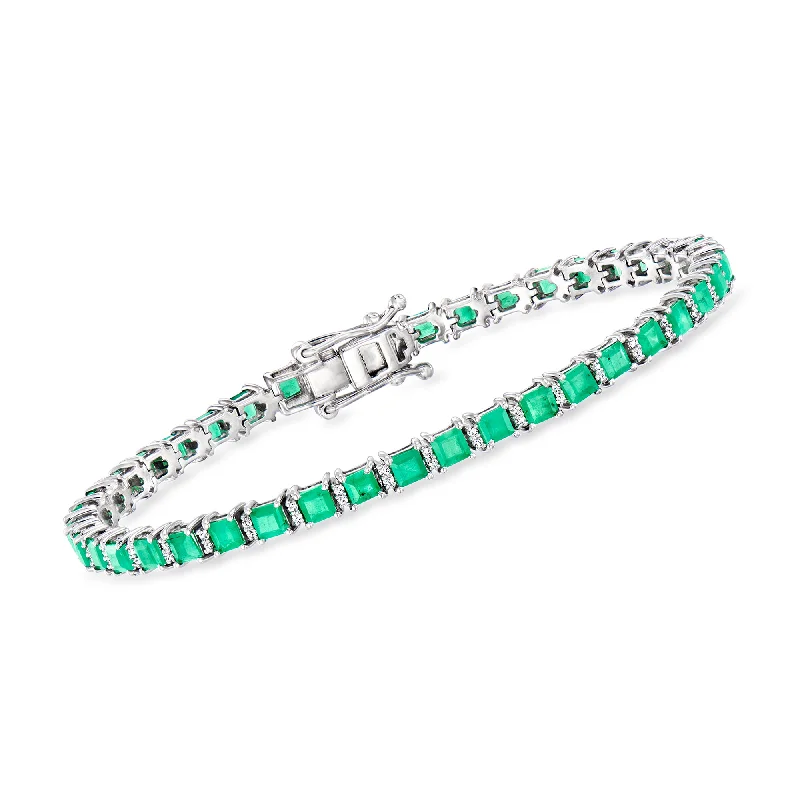 Special Sale On Handcrafted Jewelry – Shop Today Ross-Simons Emerald and . Diamond Tennis Bracelet in Sterling Silver