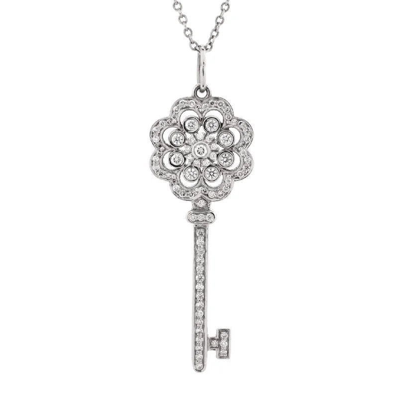 Luxury Meets Affordability – Jewelry Sale Now Live Rose Key Pendant Necklace Platinum with Diamonds Small Luxury Meets Affordability – Jewelry Sale Now Live Rose Key Pendant Necklace Platinum with Diamonds Small