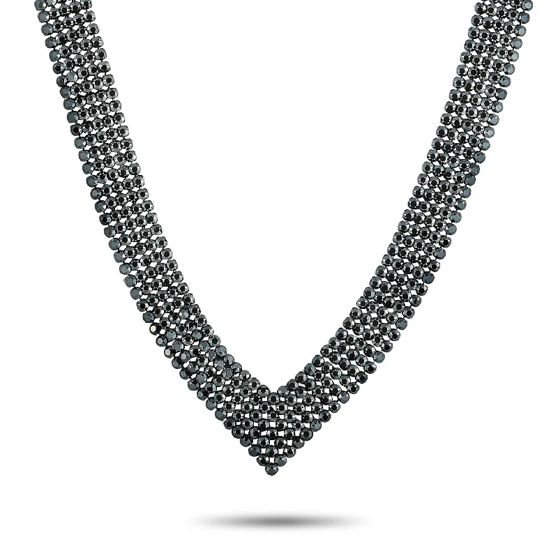Trending Jewelry Now Available At Exclusive Prices Swarovski Fit Rhodium-Plated Stainless Steel Black Crystal Collar Necklace Trending Jewelry Now Available At Exclusive Prices Swarovski Fit Rhodium-Plated Stainless Steel Black Crystal Collar Necklace