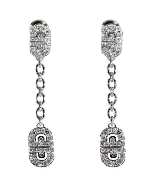 Delicate Crystal Jewelry For Sophisticated Charm BVLGARI Parentesi Diamond Drop Earrings in 18k White Gold 1.15 CTW Delicate Crystal Jewelry For Sophisticated Charm BVLGARI Parentesi Diamond Drop Earrings in 18k White Gold 1.15 CTW