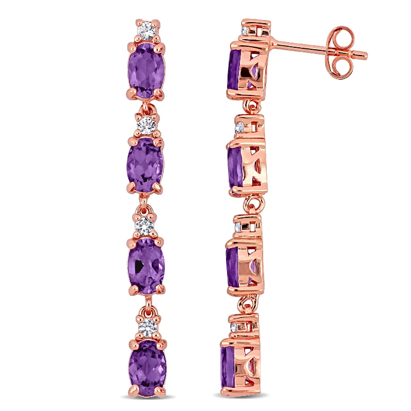 Gorgeous Jewelry, Limited-Time Savings Mimi & Max 3 5/8ct TGW Amethyst and White Topaz Drop Earrings in Rose Plated Sterling Silver Gorgeous Jewelry, Limited-Time Savings Mimi & Max 3 5/8ct TGW Amethyst and White Topaz Drop Earrings in Rose Plated Sterling Silver