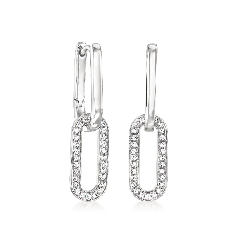 Affordable Luxury Jewelry For Every Occasion RS Pure by Ross-Simons Diamond Paper Clip Link Removable Drop Earrings in Sterling Silver Affordable Luxury Jewelry For Every Occasion RS Pure by Ross-Simons Diamond Paper Clip Link Removable Drop Earrings in Sterling Silver