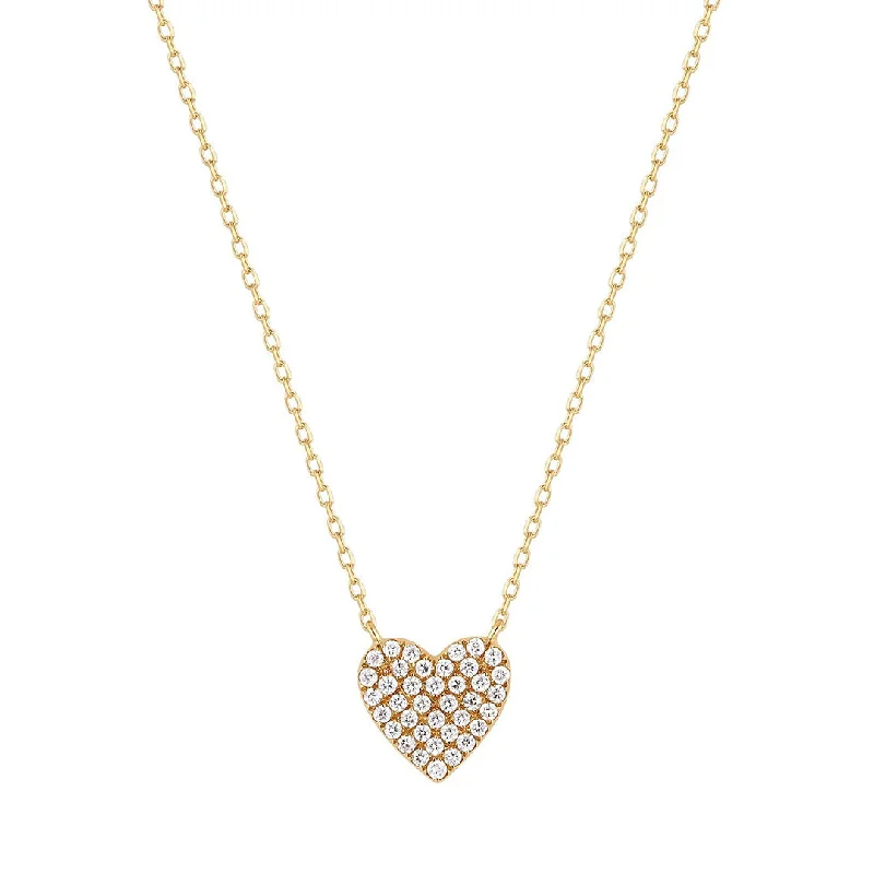 Modern Statement Jewelry For Bold Styling Diamond Pavé Heart 14K Yellow Gold Necklace Modern Statement Jewelry For Bold Styling Diamond Pavé Heart 14K Yellow Gold Necklace