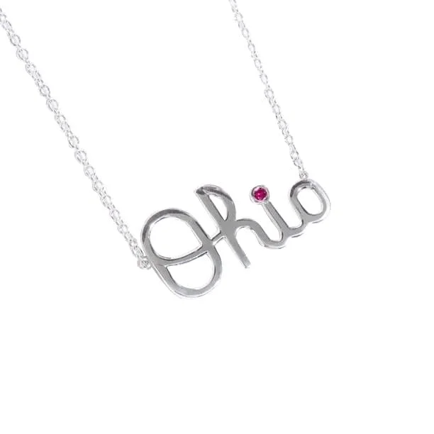 Fashion-Forward Jewelry At Exclusive Discounts OSU Script Ohio Necklace with Ruby Accent Fashion-Forward Jewelry At Exclusive Discounts OSU Script Ohio Necklace with Ruby Accent
