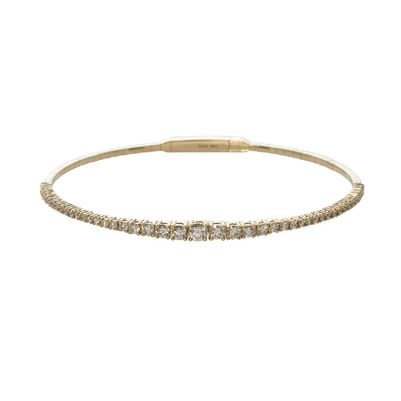 Flash Sale On Elegant Jewelry – Don't Miss Out 1.25ctw Graduated Diamond 14K Yellow Gold Flex Bangle