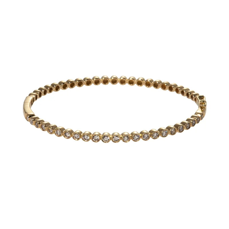 Special Offers On Handcrafted And Designer Jewelry 1ctw Diamond 14K Yellow Gold Bezel Milgrain Bangle