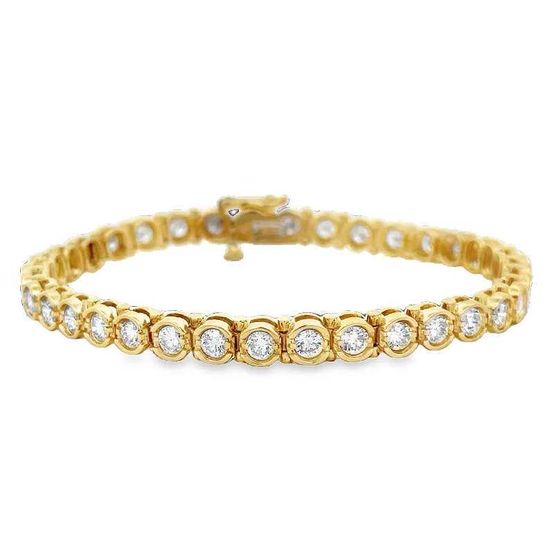 Shop Dazzling Jewelry With Special Promotional Discounts 5.0 CTW Diamond Bezel Bracelet in 18k Yellow Gold