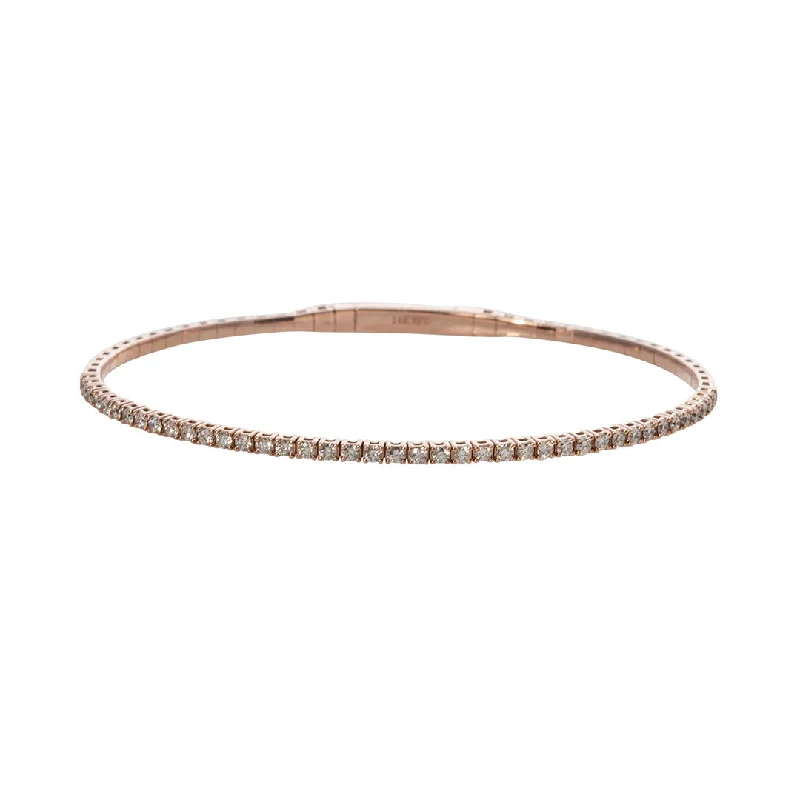Jewelry Clearance Event – Stock Up Before It's Over .72ct Diamond 14K Rose Gold Flexible Tennis Bangle