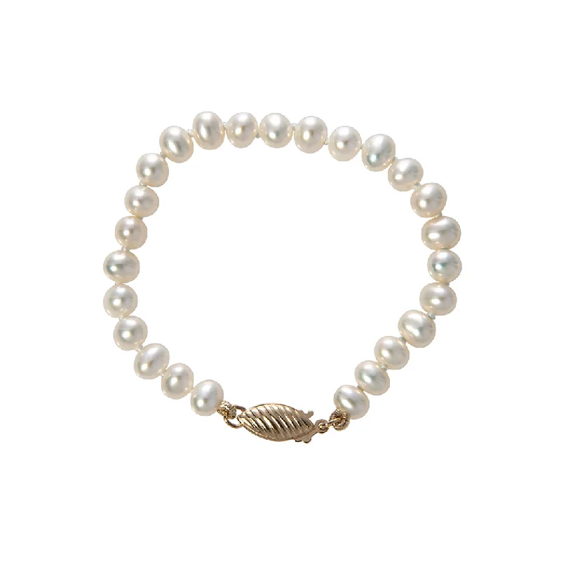 Customized Silver Jewelry For Unique Style Baby Freshwater Pearl 14K Yellow Gold Bracelet