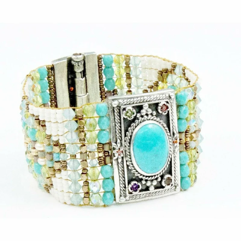 Premium Diamond Jewelry At Once-In-A-Lifetime Discounts Chili Rose Diana   Hand Beaded Turquoise & Gemstone Bracelet - WInter Frost