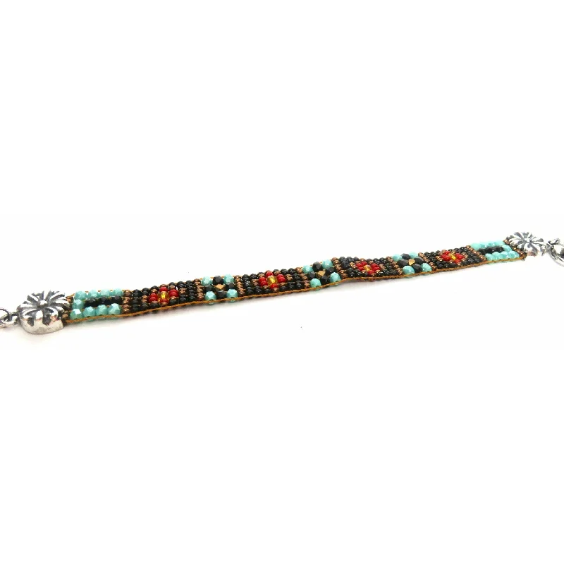 Seasonal Jewelry Sale – Upgrade Your Style Today Chili Rose Silver Mini Silver Flower Tip Tiffany Checkerboard Design Bracelet