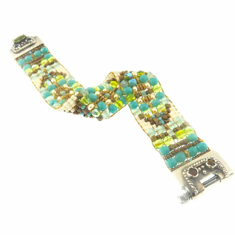 Dazzle In Elegance With Our Biggest Jewelry Sale CHILI ROSE  Turquoise and Beige  Cowboy Gemstone Beaded Bracelet