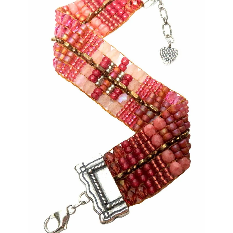 Premium Jewelry Now Available At Special Discounts Chili Rose "Pink Freshness "  Bracelet with Silver Tip Frame