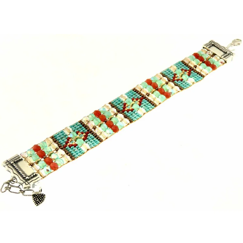 Breathtaking Jewelry At Limited-Time Savings Chili Rose " Turquoise Pillows " Silver TIp Bracelet