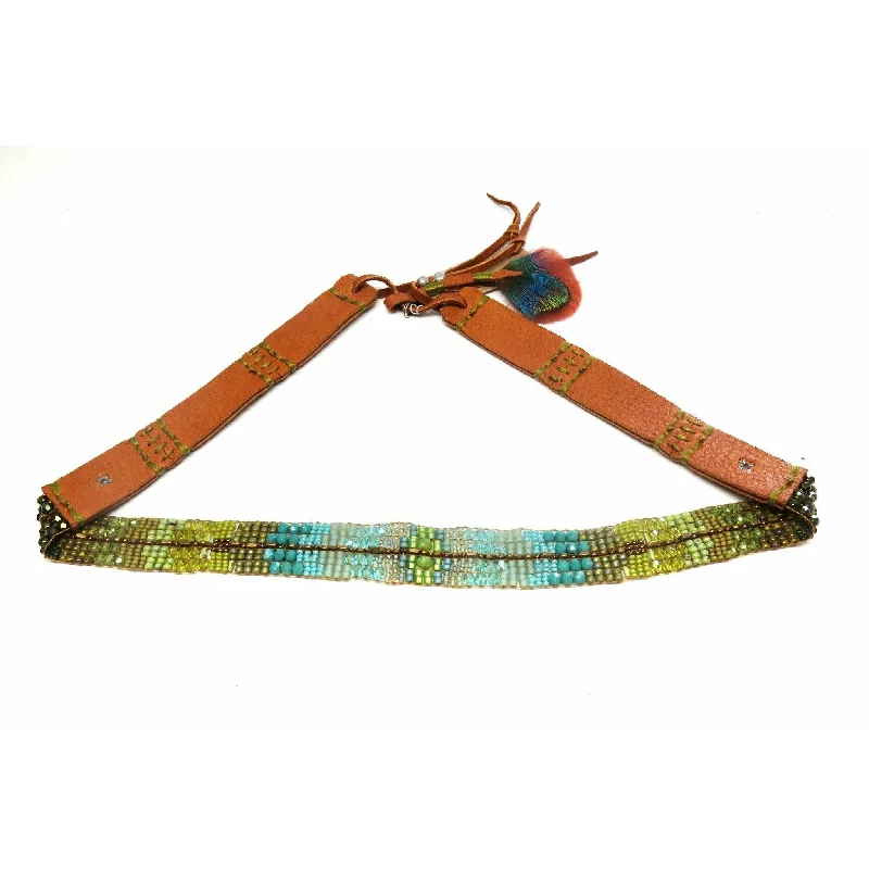 Limited-Time Jewelry Sale – Elegant Styles At Less Chili Rose  Yellow  and Turquoise Ombre Mix  Hat Band