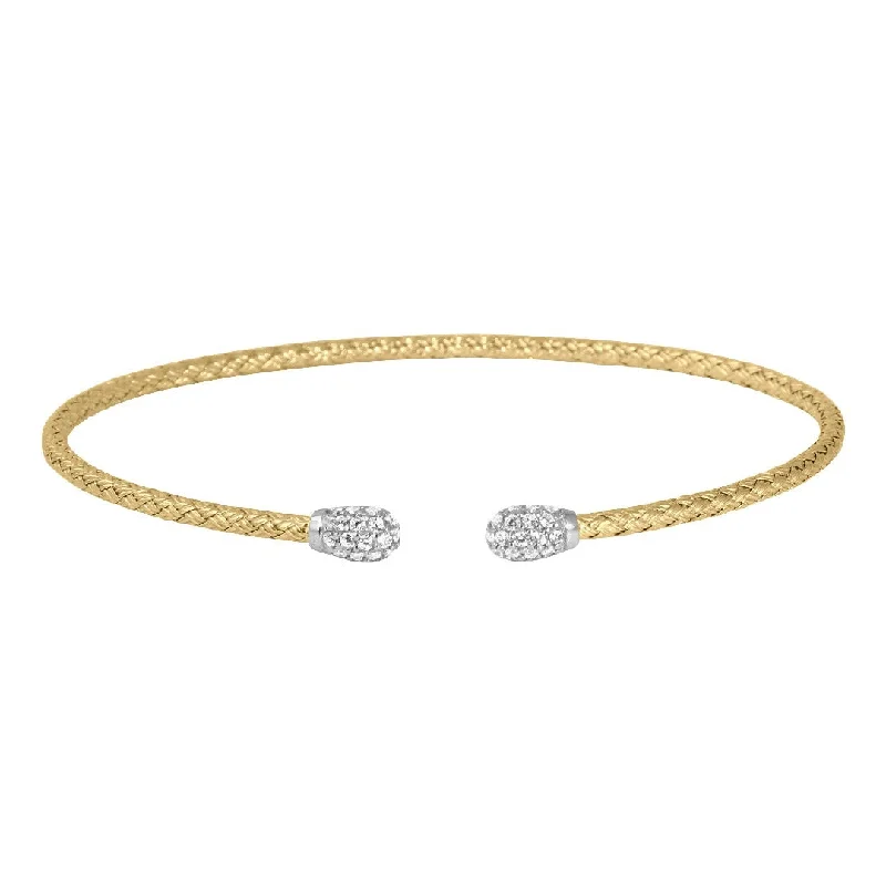 Shop Dazzling Jewelry At The Best Prices CZ Gold Plated Silver 2mm Mesh Cuff Bangle
