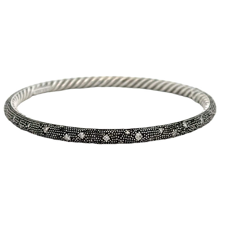 Premium Diamond Jewelry For Unforgettable Moments David Yurman Black Rhodium Diamond Bangle Bracelet in Sterling Silver