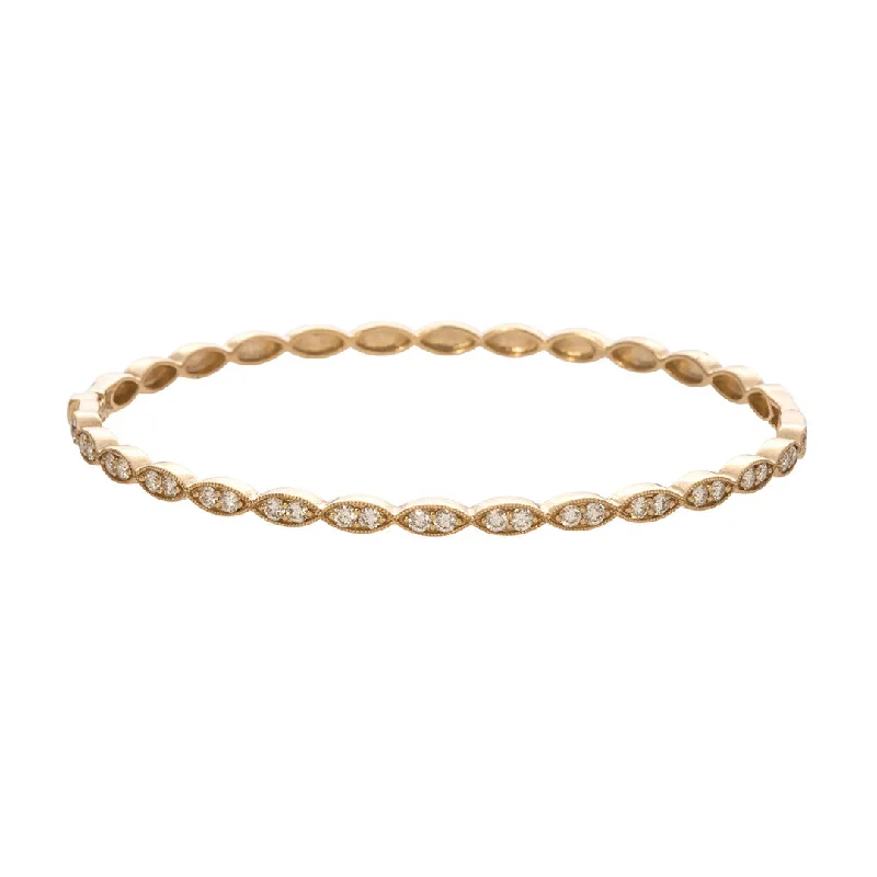 Elevate Your Outfit With Discounted Statement Jewelry Diamond 14K Yellow Gold Milgrain Marquise Bangle