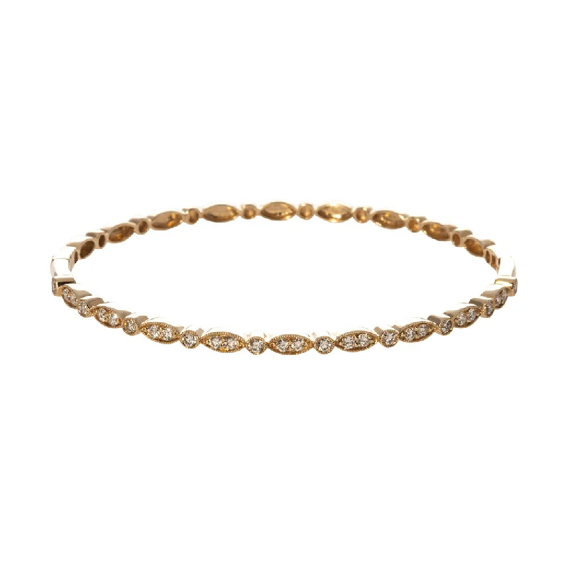 Elegant Jewelry At Unbeatable Offers – Shop Before It's Gone Diamond 14K Yellow Gold Milgrain Marquise & Round Bangle