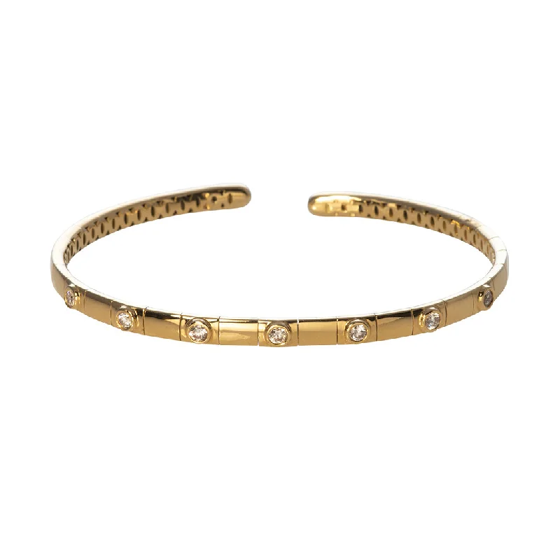 Final Call For Exquisite Jewelry At Reduced Rates Diamond 18K Yellow Gold Flexible Cuff Bangle