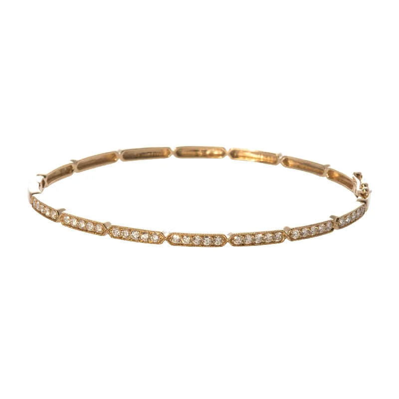 Unmissable Deals On Handmade Jewelry Collections .70ctw Diamond Pavé Milgrain 14K Yellow Gold Bangle