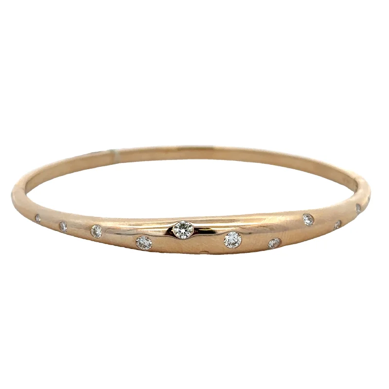 Waterproof Stainless Steel Jewelry For Lasting Beauty Flush Set Diamond Bangle Bracelet in Yellow Gold