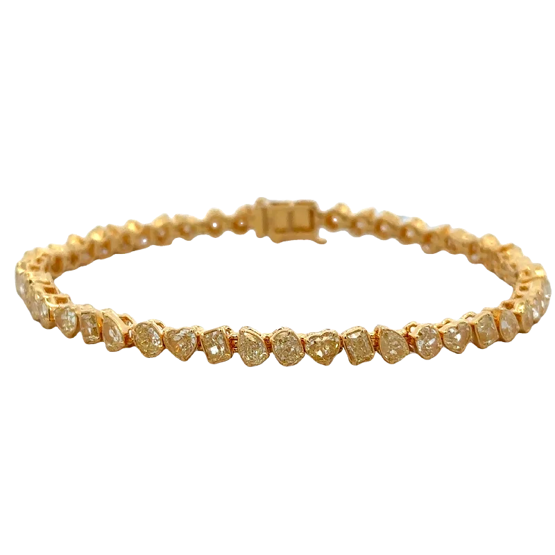 Limited-Time Offer On Premium Jewelry Collections Multi-Shape 7.20 CTW Fancy Yellow Diamond Bracelet in 18k Yellow Gold
