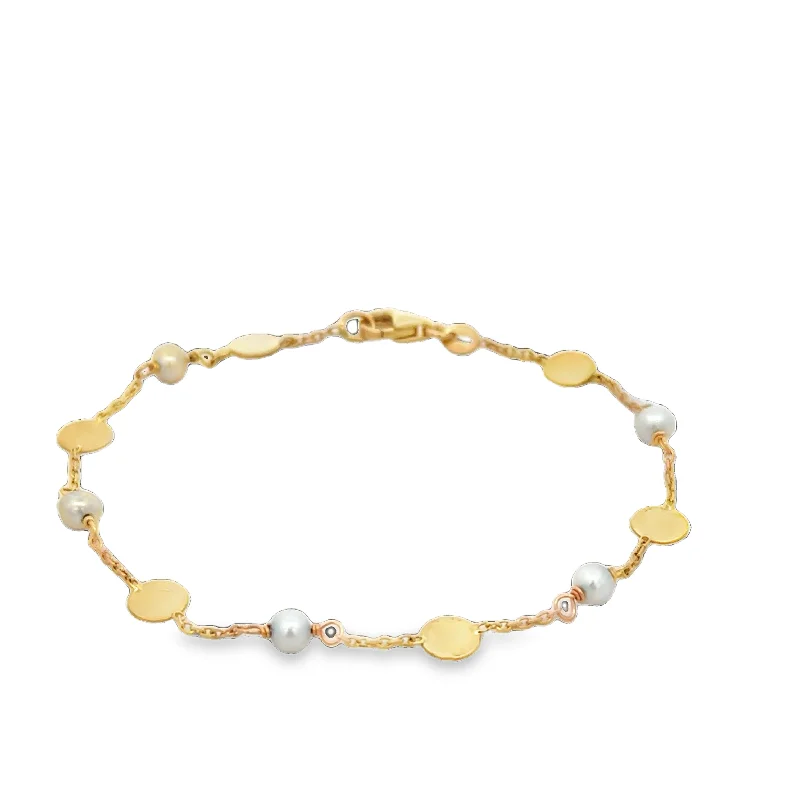 Luxury Handcrafted Jewelry For Elegant Looks Petite Pearl Bracelet in 18k Yellow Gold