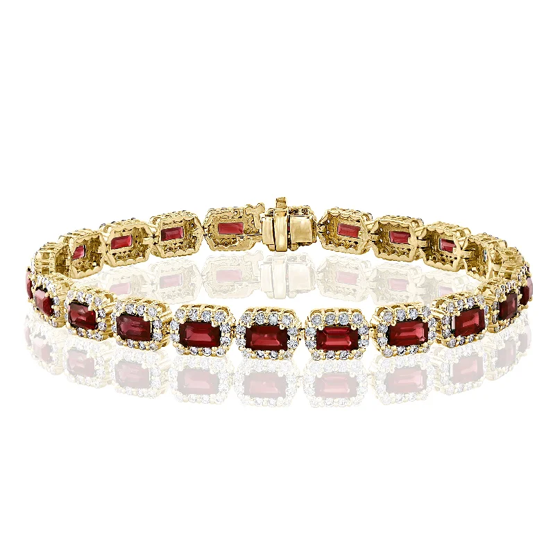 Get The Best Deals On Timeless Jewelry Pieces Ruby and Diamond Bracelet in Yellow Gold