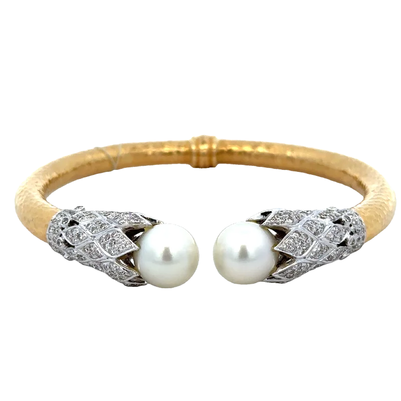 Buy More, Save More On Stunning Jewelry Pieces Statement South Sea Cultured Pearl and Diamond Bracelet in 18k Gold