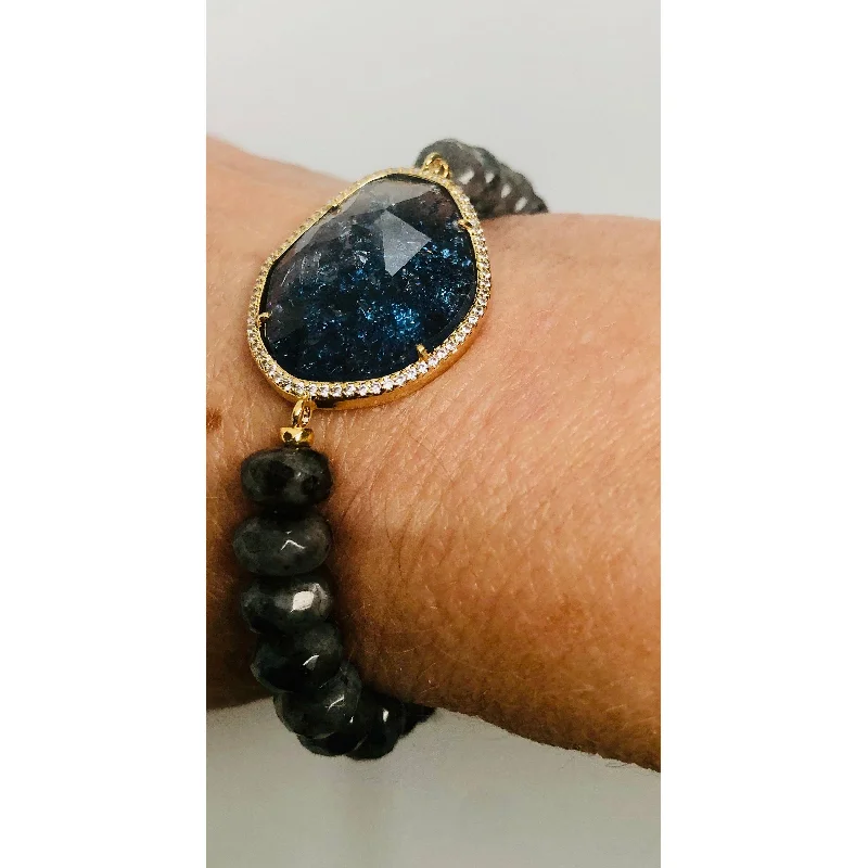 Glamorous Jewelry, Glamorous Deals – Shop Now TAI Pyrite Beaded  Rock Crystal   Beaded Stretch Bracelet -Gold CZ