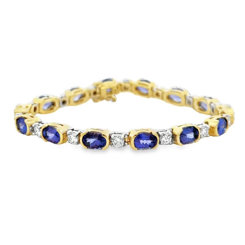 Bestselling Jewelry Now On Sale – Elevate Your Look Tanzanite and Diamond Bracelet in 18k Yellow Gold 7"