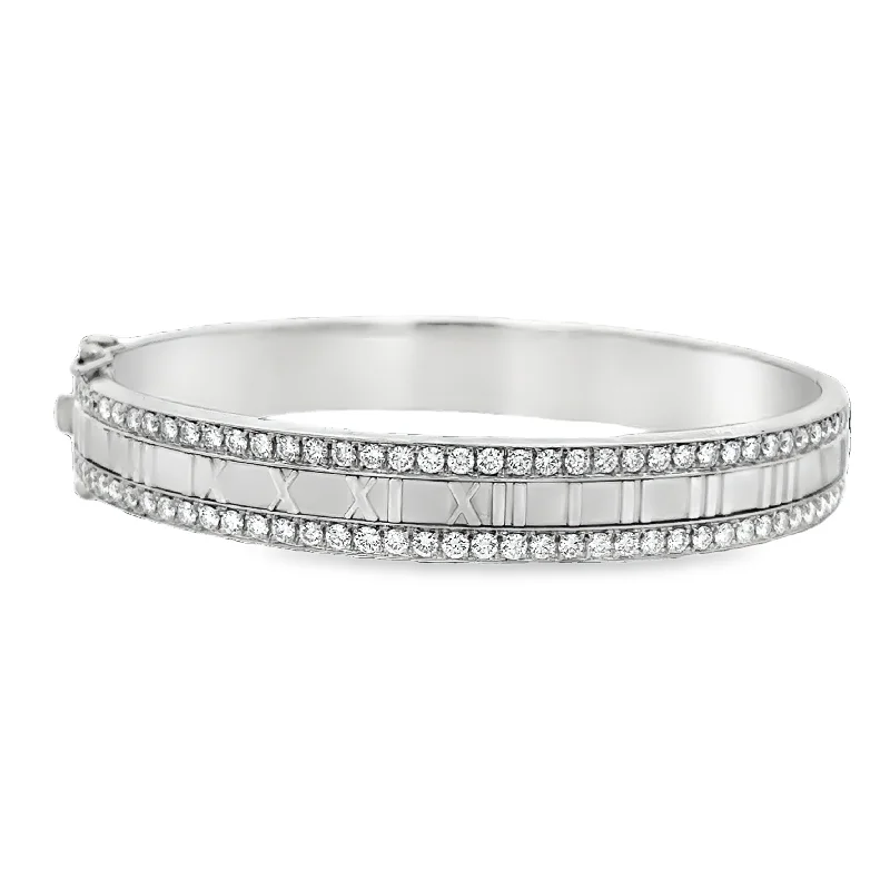 Trending Jewelry Now Available At Exclusive Prices Vintage 1990s Tiffany & Co. Atlas Diamond Bangle Bracelet in 18k White Gold