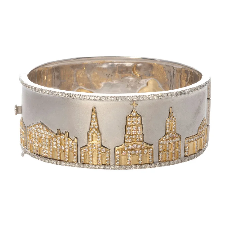 Trending Jewelry Styles Now At Limited-Time Discounts Wide Charleston Skyline Cuff Bangle with Diamonds