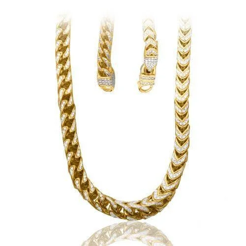 The Perfect Accessory For Less – Jewelry Sale Live 10KY 24.75CTW DIAMOND SOLID LINK FRANCO CHAIN