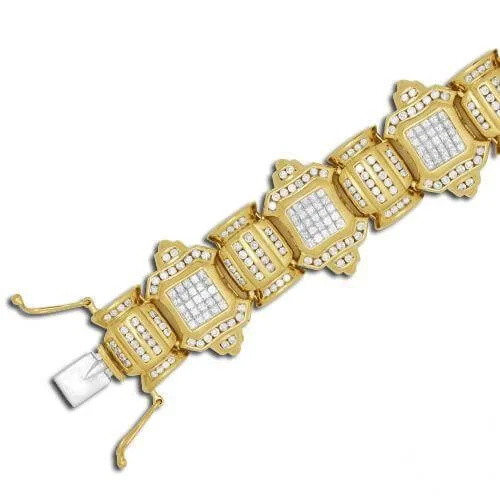 Stunning Jewelry At Even More Stunning Prices 14KY 11.50CTW INVISIBLE PC DIAMOND MENS BRACELET
