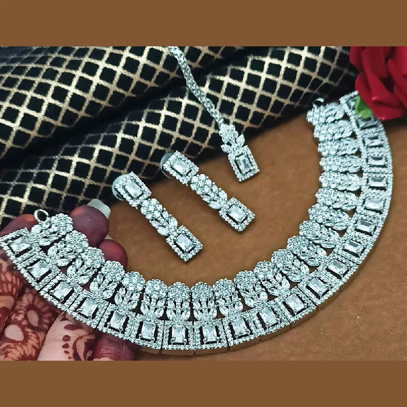 The Perfect Jewelry Piece At The Perfect Discount Manisha Jewellery Silver Plated AD Stone Necklace Set